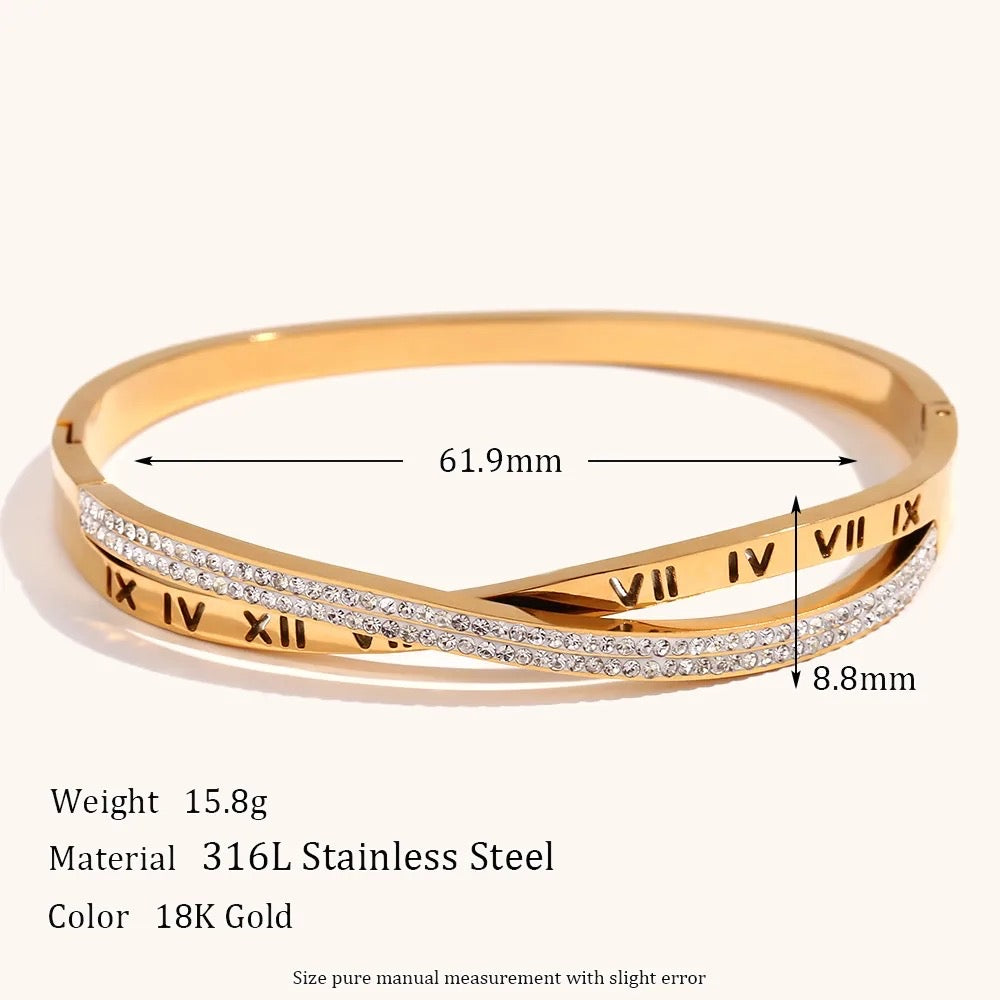Roman Numeral Cross Buckle Bracelet Fashionable Minimalist Luxury Hand